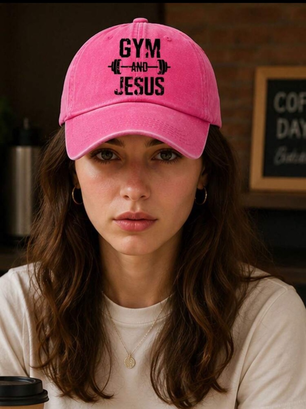 Gym and Jesus Hot Pink Adjustable Baseball Cap New
